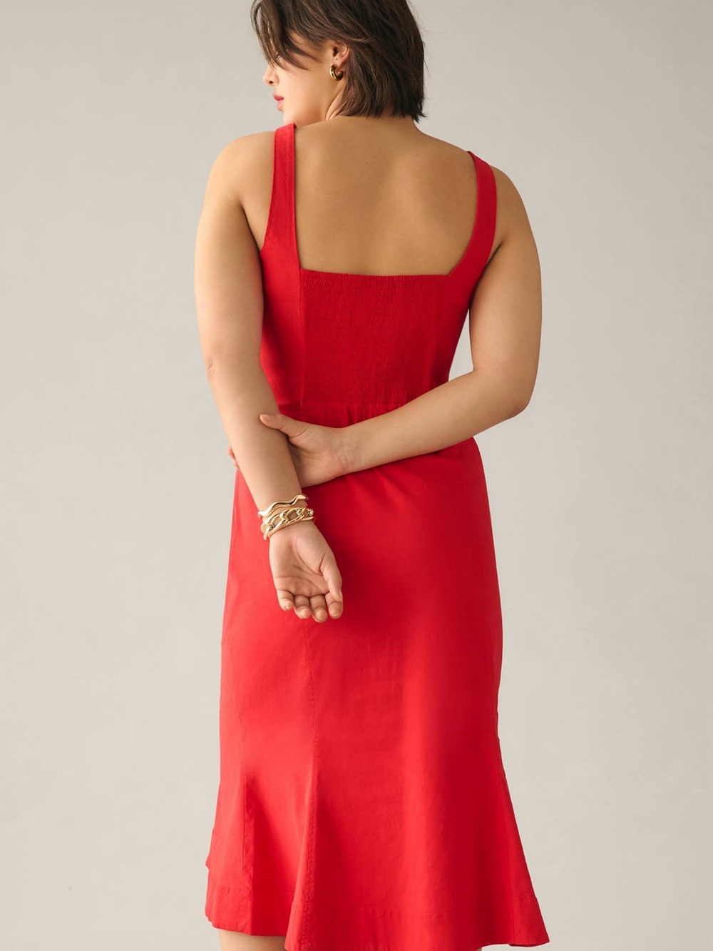 Anthropologie Red Bow-Front Midi Dress - Picture 3 of 6